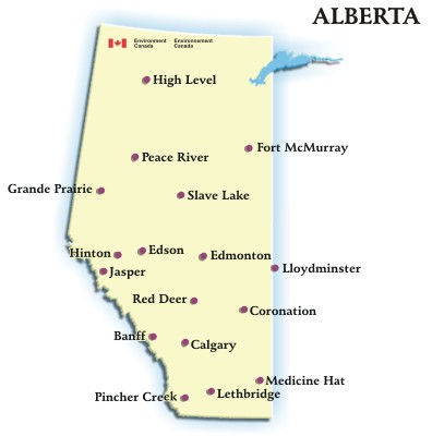 Alberta City Map 